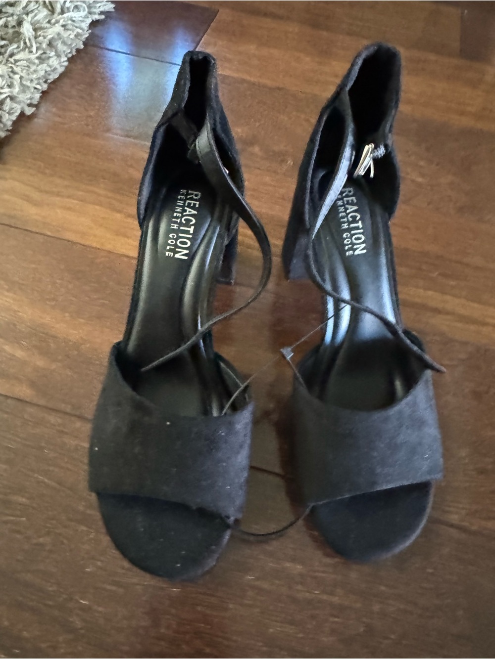 Kenneth Cole Reaction Black Suede Strappy Open-Toe Heel Sandals